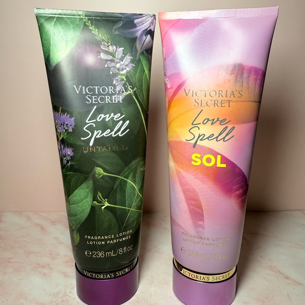Victoria's Secret Green and Pink Moisturizer & Body Lotion BUNDLE